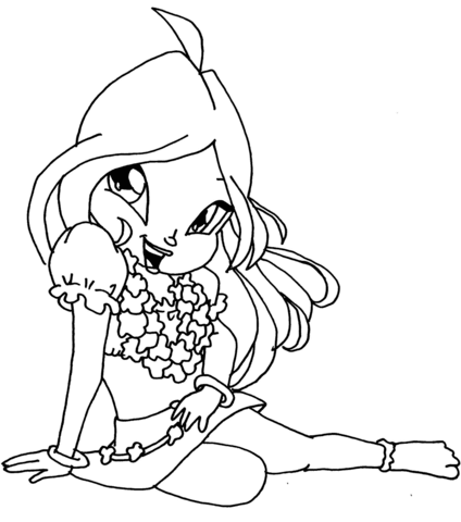 Flora Kid Coloring Page